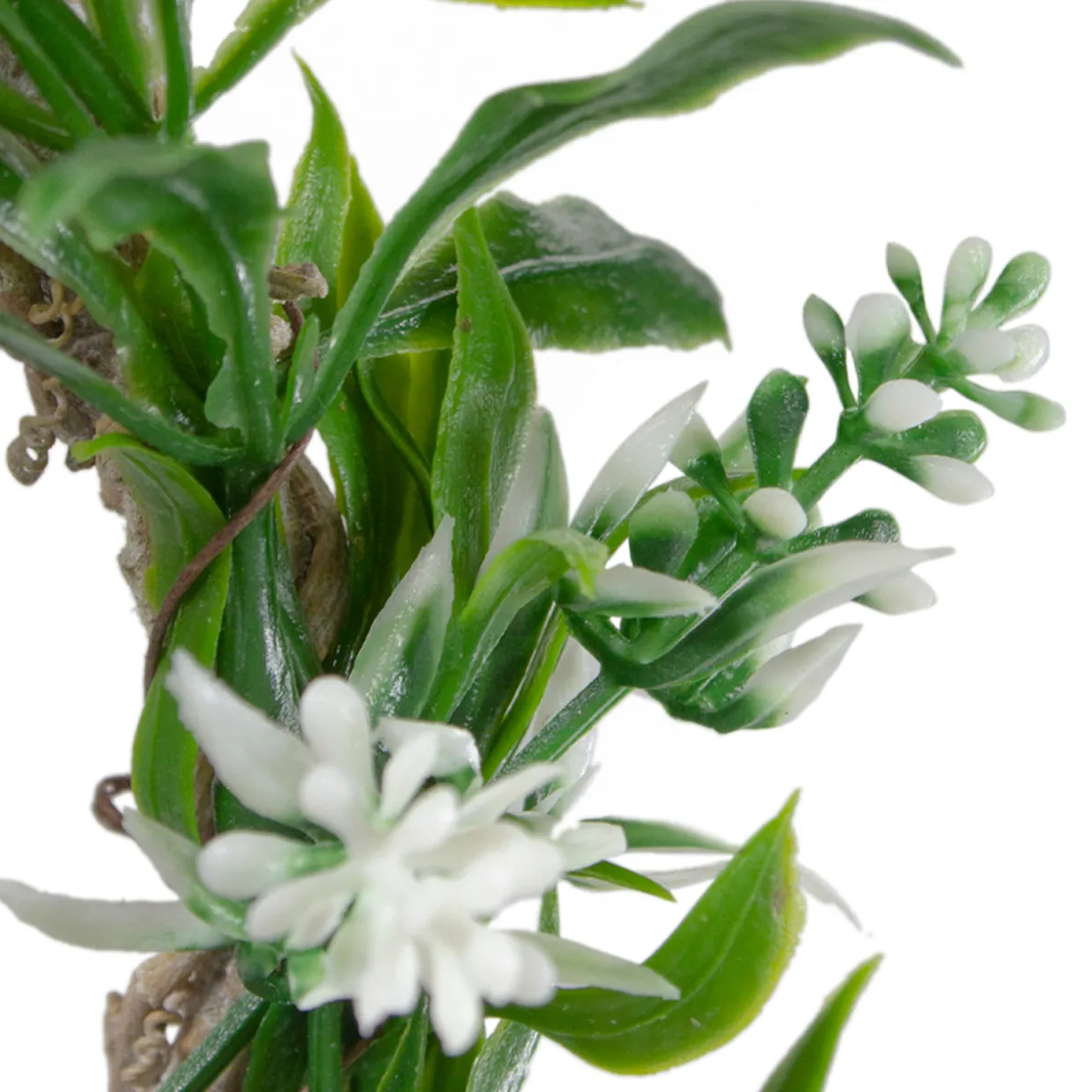 Mini Floral and Foliage Spring Wreath - 7" - Unlit - Green and White