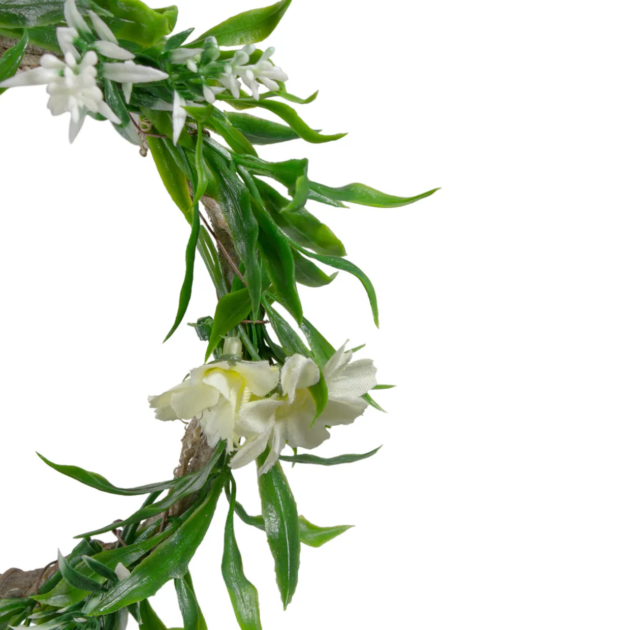 Mini Floral and Foliage Spring Wreath - 7" - Unlit - Green and White