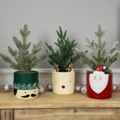 Mini Frosted Artificial Christmas Tree in Santa Pot - 14.75
