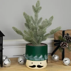 Mini Frosted Artificial Christmas Tree in Nutcracker Pot - 14.75" - Unlit