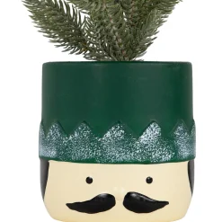 Mini Frosted Artificial Christmas Tree in Nutcracker Pot - 14.75