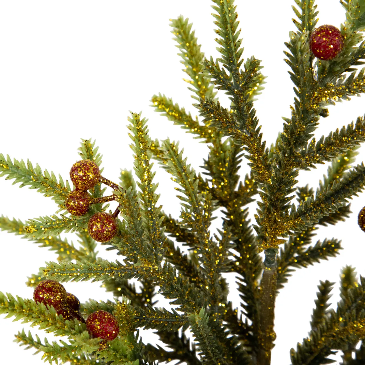 Mini Glittered Pine with Berries Artificial Christmas Trees - 9" - Set of 3