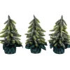 Mini Iced Downswept Pine Artificial Christmas Trees - 9" - Set of 3