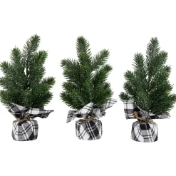 Mini Iced Pine Artificial Christmas Trees - 10" - Set of 3