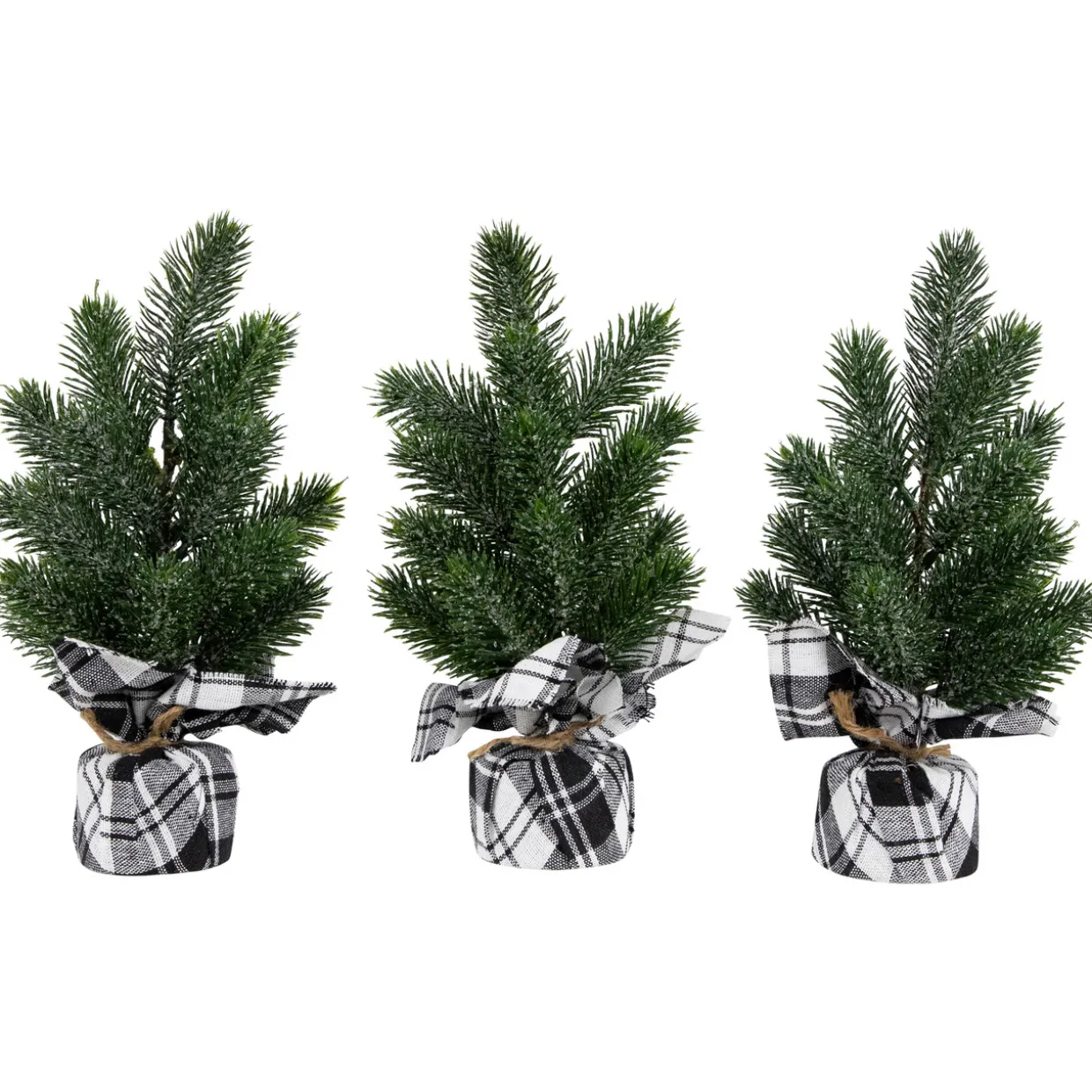 Mini Iced Pine Artificial Christmas Trees - 10" - Set of 3