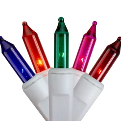 Mini Icicle Christmas Lights - Multi-Color - 9.5' White Wire - 300ct