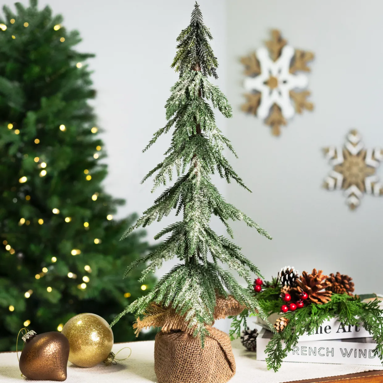 Mini Icy Pine Christmas Tree in Burlap Base - 24" - Unlit