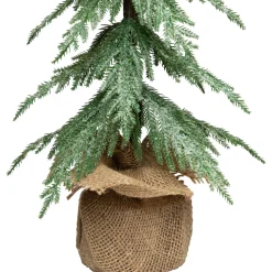 Mini Icy Pine Christmas Tree in Burlap Base - 24