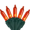 Mini Incandescent Christmas Lights - Orange - 20.25' Green Wire - 100ct