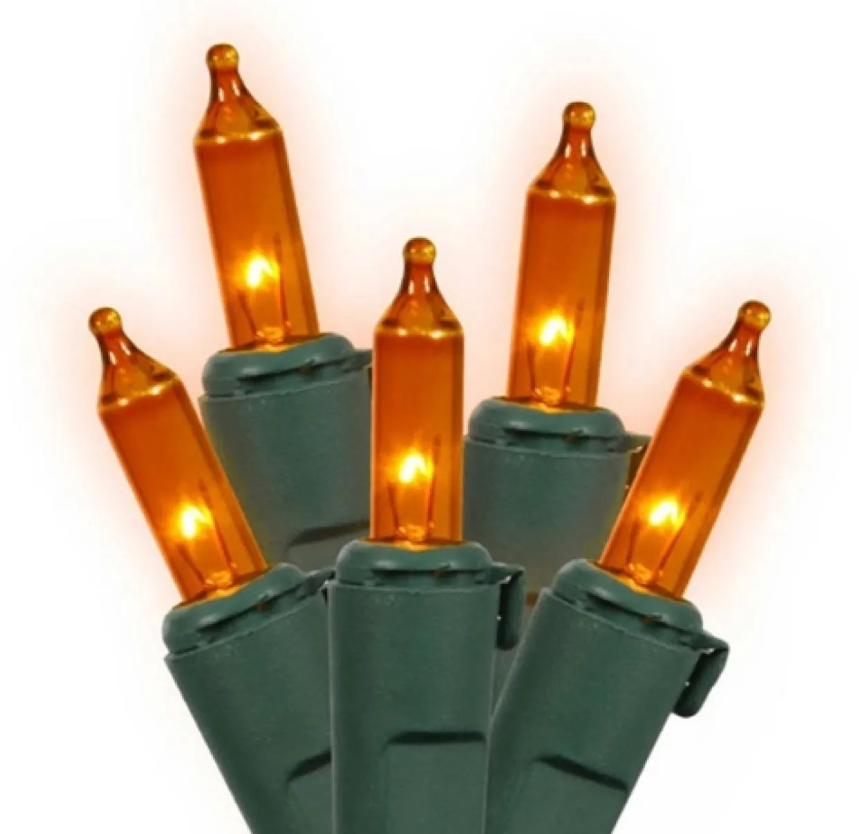 Mini Incandescent Net Style Christmas Lights - Orange - 4' x 6' - Green Wire
