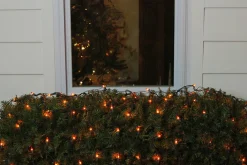 Mini Incandescent Net Style Christmas Lights - Orange - 4' x 6' - Green Wire