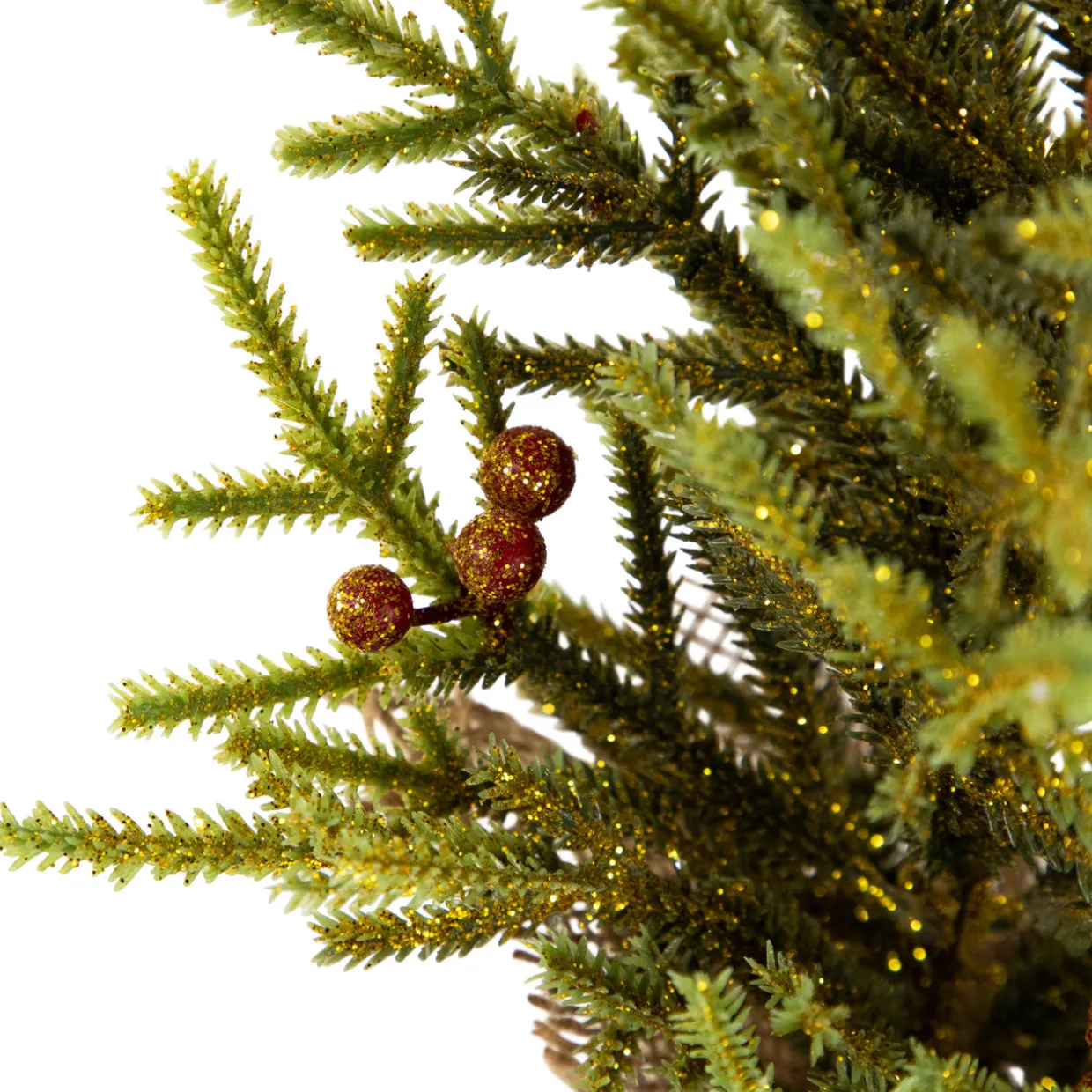 Mini Pine with Berries Artificial Christmas Tree in Burlap Base - 12" - Unlit