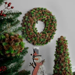 MIni Pinecone and Berries Frosted Christmas Wreath - 13