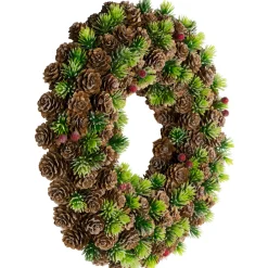MIni Pinecone and Berries Frosted Christmas Wreath - 13