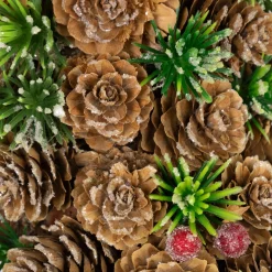 MIni Pinecone and Berries Frosted Christmas Wreath - 13