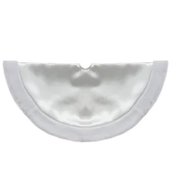 Mini Satin Christmas Tree Skirt with Faux Fur - 20" - White