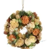 Mixed Floral Artificial Spring Wreath - 9.75" - Beige and Peach