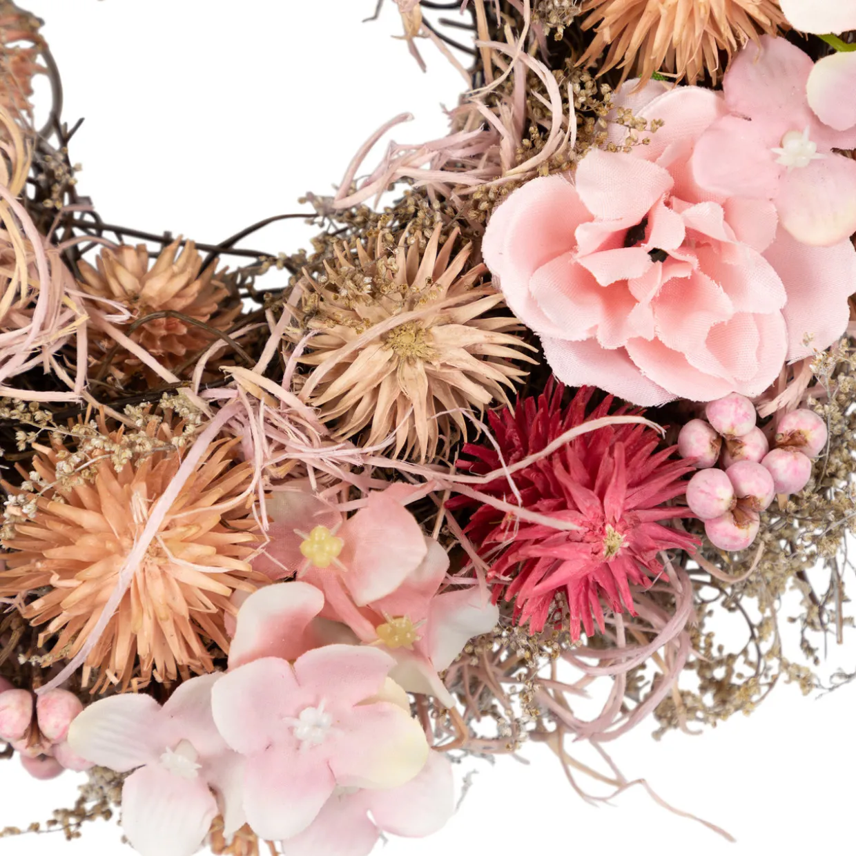 Mixed Floral Artificial Spring Wreath - 9.75" - Pink