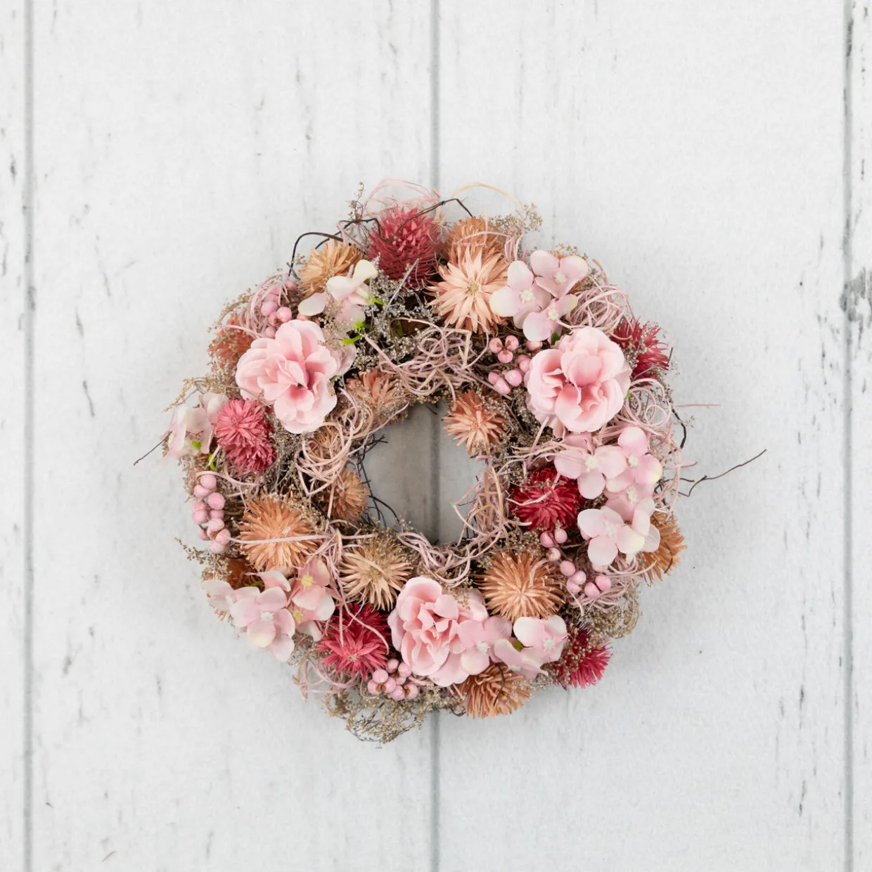 Mixed Floral Artificial Spring Wreath - 9.75" - Pink