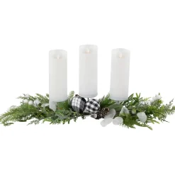 Mixed Foliage and Pinecone Christmas Pillar Candle Holder - 29"