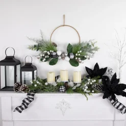 Mixed Foliage and Pinecone Christmas Pillar Candle Holder - 29