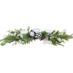 Mixed Foliage and Pinecone Christmas Pillar Candle Holder - 29