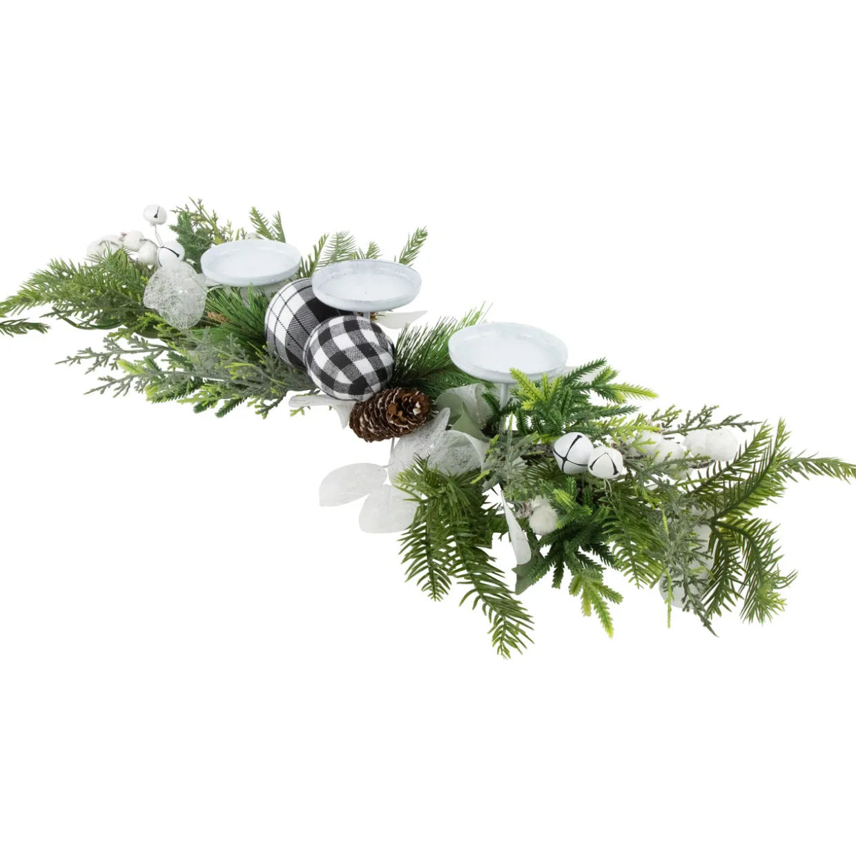 Mixed Foliage and Pinecone Christmas Pillar Candle Holder - 29"