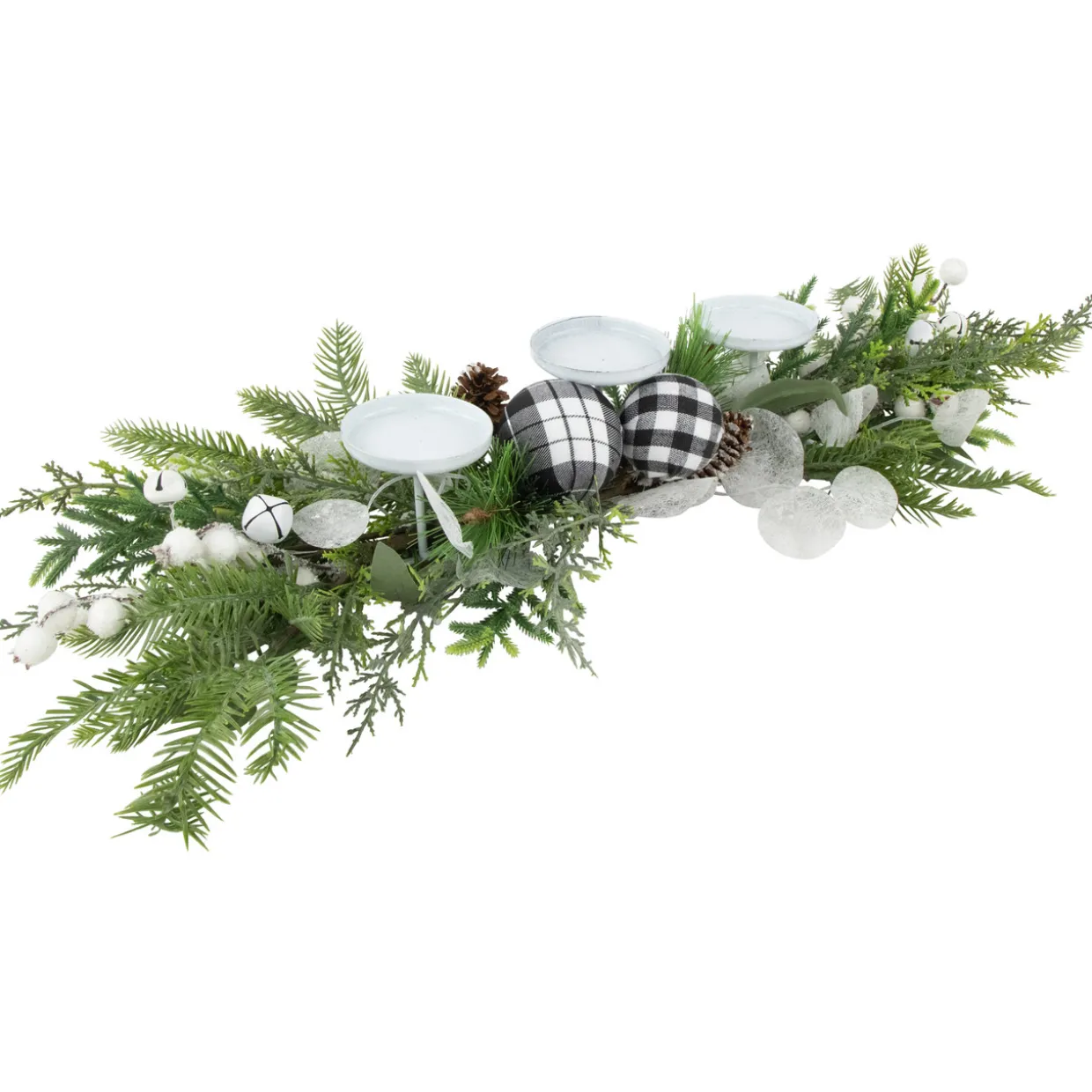 Mixed Foliage and Pinecone Christmas Pillar Candle Holder - 29"