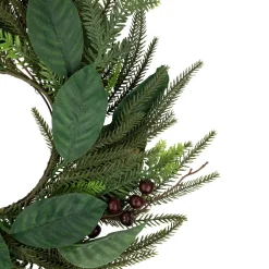 Mixed Foliage with Berries Artificial Christmas Wreath, 20-Inch, Unlit