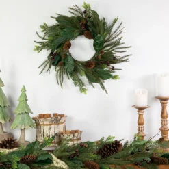 Mixed Foliage with Berries Artificial Christmas Wreath, 20-Inch, Unlit