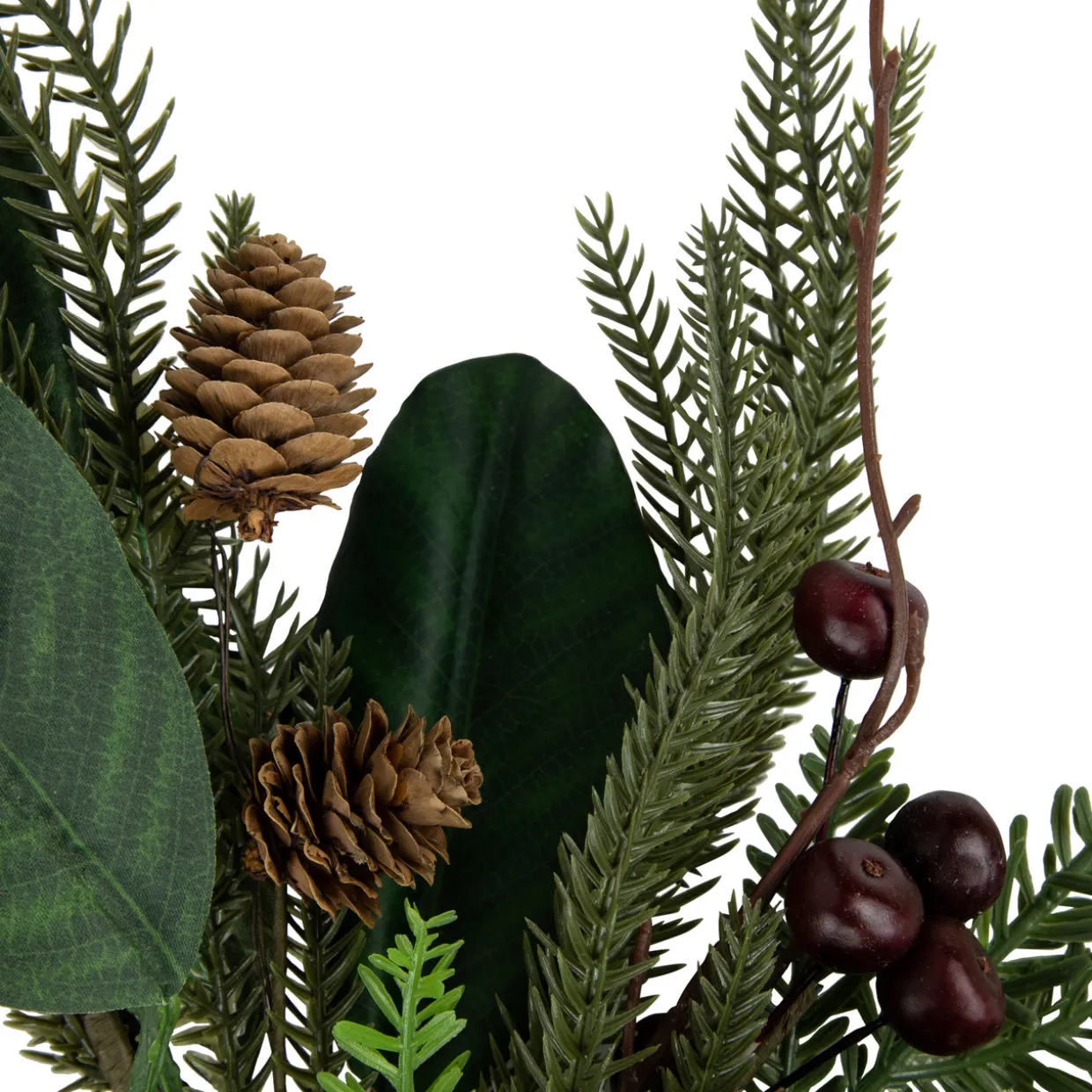 Mixed Foliage with Berries Artificial Christmas Wreath, 20-Inch, Unlit