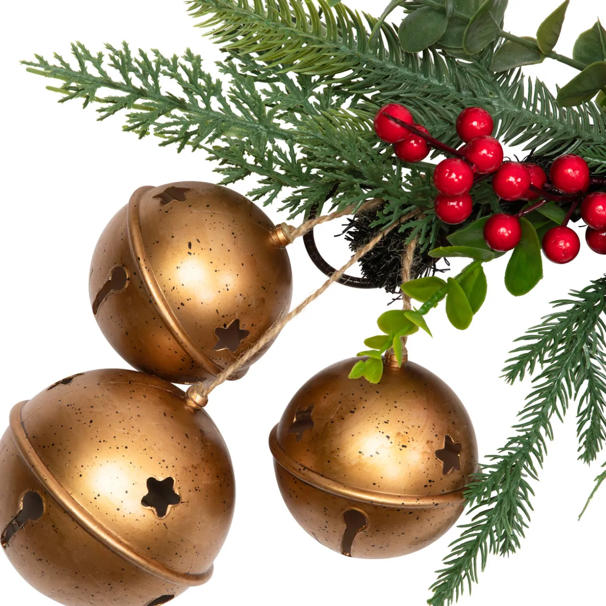 Mixed Foliage with Jingle Bells and Ornaments Artificial Christmas Garland - 6' x 8" - Unlit