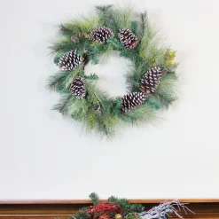 Mixed Long Needle Pine and Pine Cone Artificial Christmas Wreath - 28