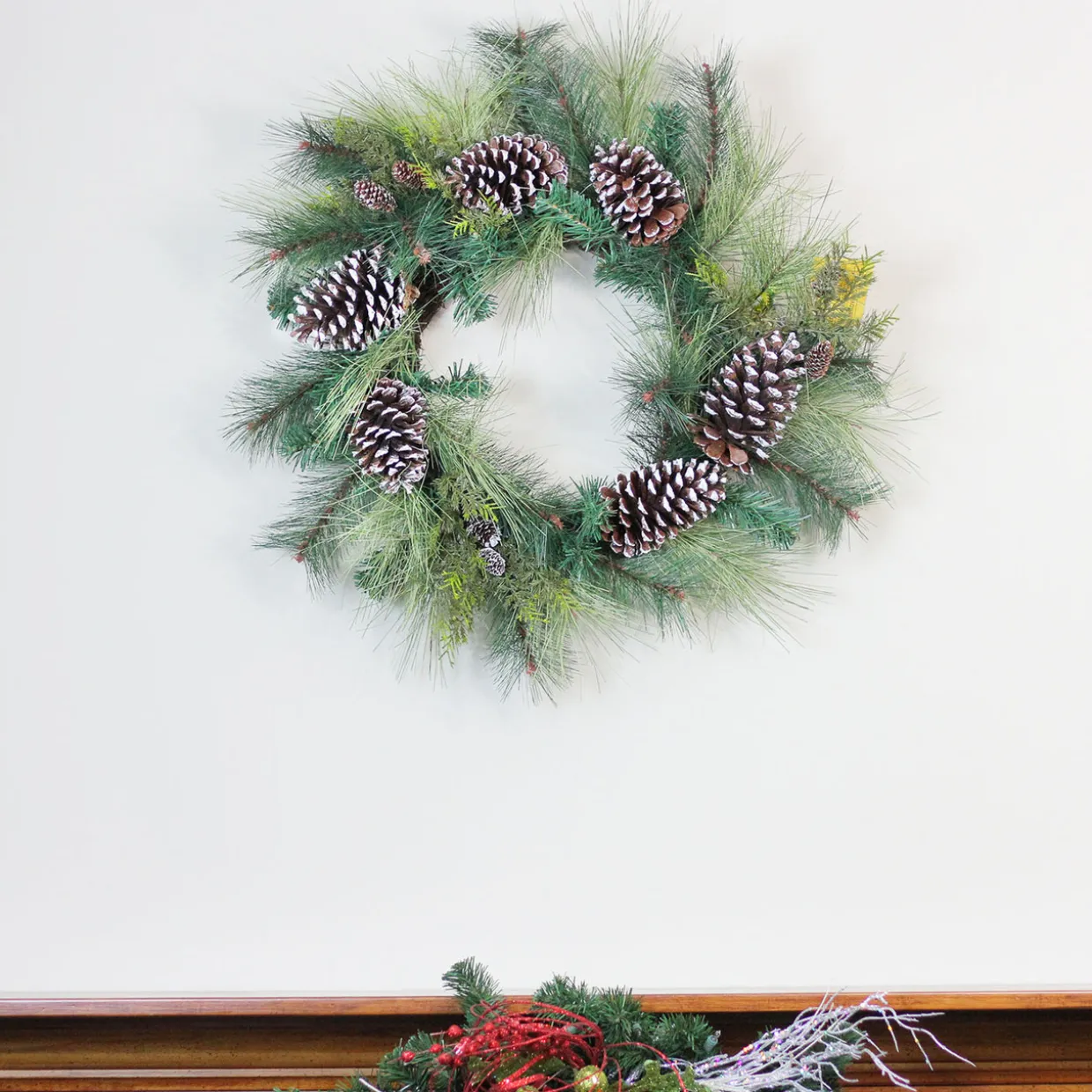 Mixed Long Needle Pine and Pine Cone Artificial Christmas Wreath - 28" - Unlit