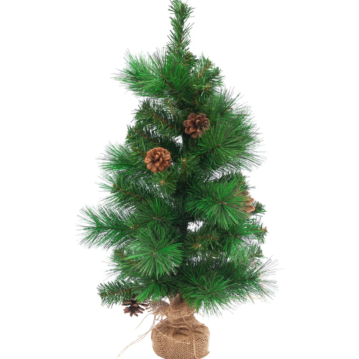 Mixed Pine and Pine Cones Artificial Christmas Tree in Jute Base - 23.5"