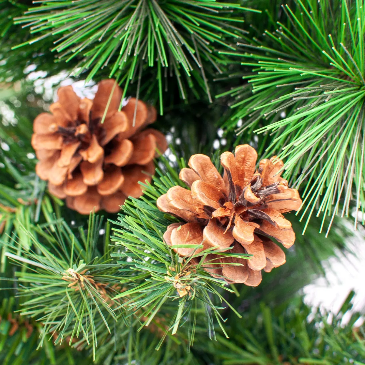 Mixed Pine and Pine Cones Artificial Christmas Tree in Jute Base - 23.5"