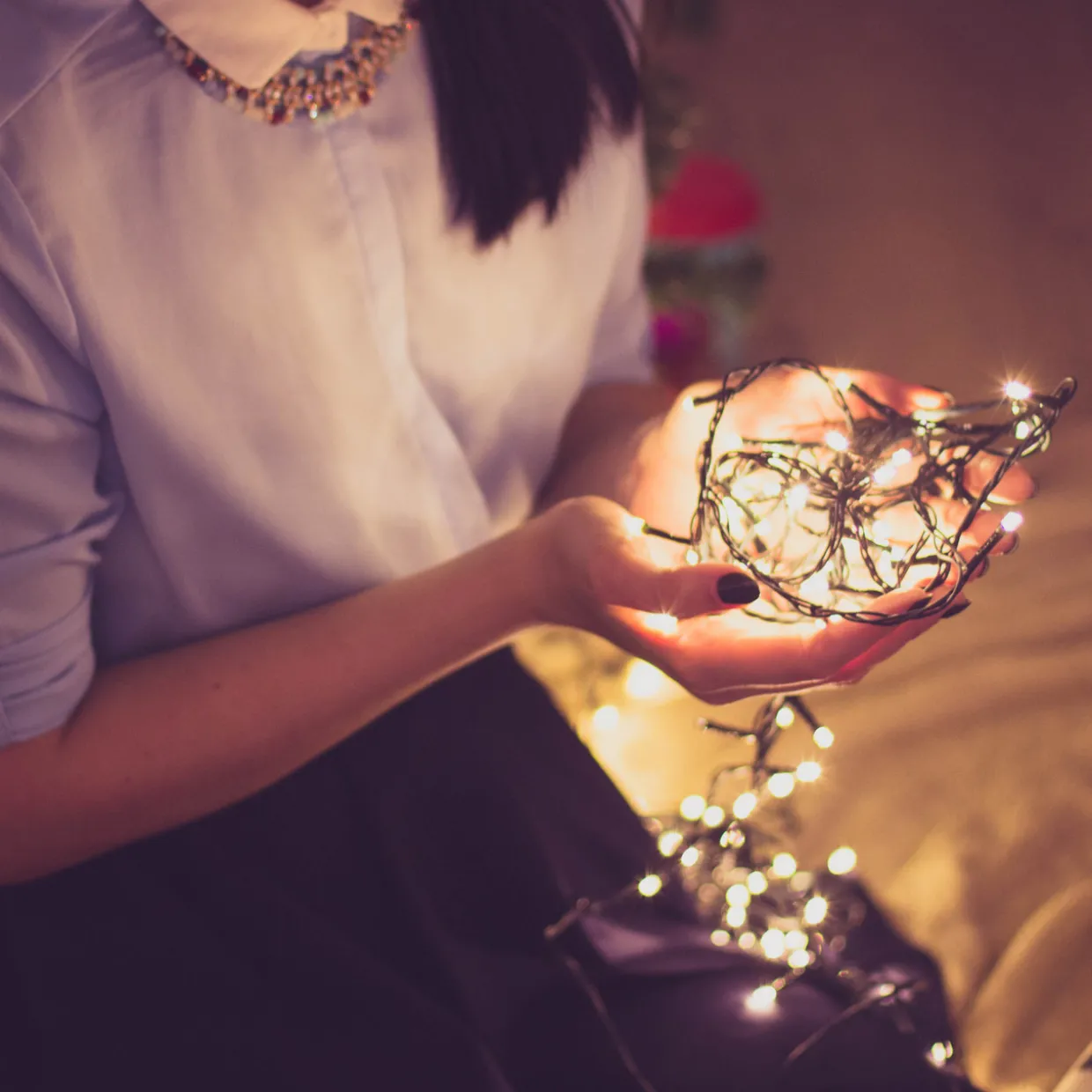 8-Mode LED Starter Kit with 2 Sets of Warm White Micro Rice Christmas Lights - Black Wire