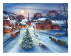 Moonlit Sleighride Winter Scene Wall Decor Art Print