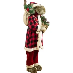 Moose Santa Claus Standing Christmas Figure - 48