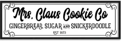 Mrs Claus Cookie Company 9.5" x 25.5" Framed Christmas Wall Decor Art Print Sign Poster in a Black Wooden Frame with UV Acrylic and Hangers