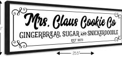 Mrs Claus Cookie Company 9.5" x 25.5" Framed Christmas Wall Decor Art Print Sign Poster in a Black Wooden Frame with UV Acrylic and Hangers