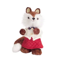 Mrs. Fox Quilted Dress Sisal Christmas Figurine - 10.75" - Brown and White