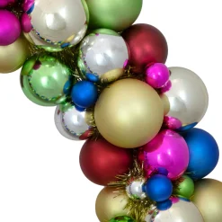 Multi-Color 2-Finish Shatterproof Ball Christmas Wreath, 36-Inch