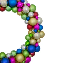 Multi-Color 2-Finish Shatterproof Ball Christmas Wreath, 36-Inch