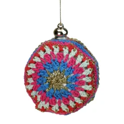 Multi-Color Knit Christmas Disc Ornament 4" (100mm)