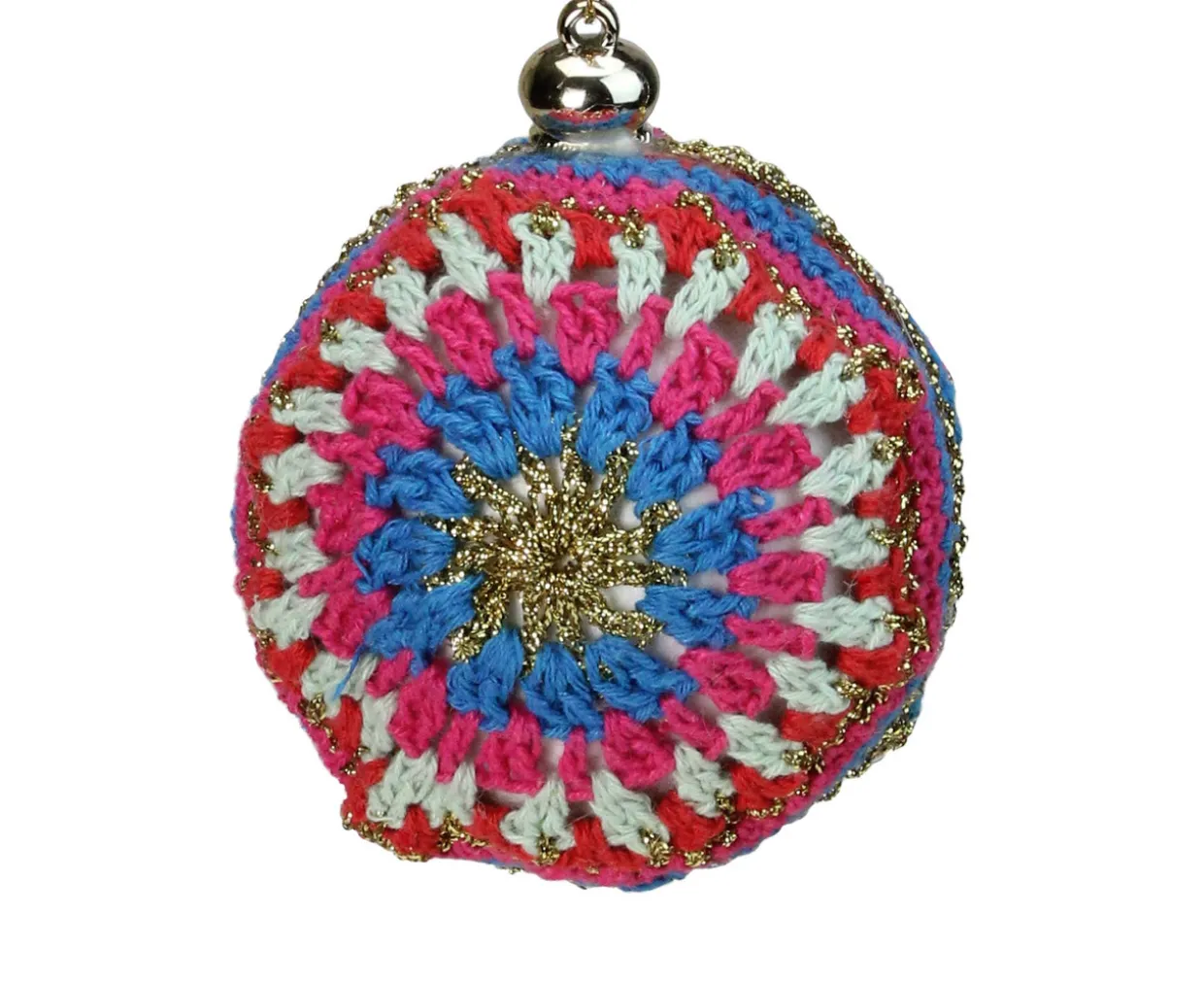 Multi-Color Knit Christmas Disc Ornament 4" (100mm)