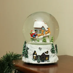 Musical and Animated Santa and Reindeer Rotating Christmas Water Globe - 6.75