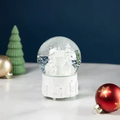 Musical Church Village Christmas Snow Globe - 5.5" - White