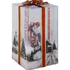 Musical Santa Lighted Snowing Gift Box with Ribbon Christmas Decoration - 12
