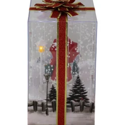 Musical Santa Lighted Snowing Gift Box with Ribbon Christmas Decoration - 12